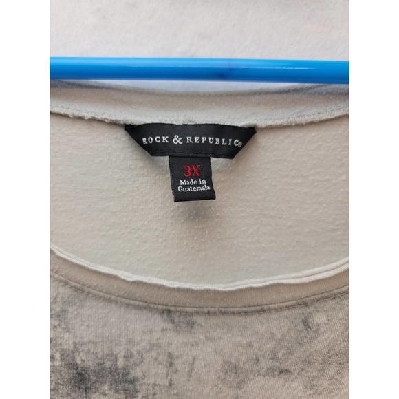 Rock & Republic Womens Studded Cold Shoulder Eagle Knit Short Sleeve Top, SZ3X - Picture 6 of 7